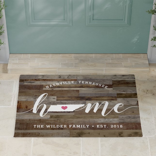 Tennessee Home State Personalised Wood Look Doormat (Creator Uploaded)