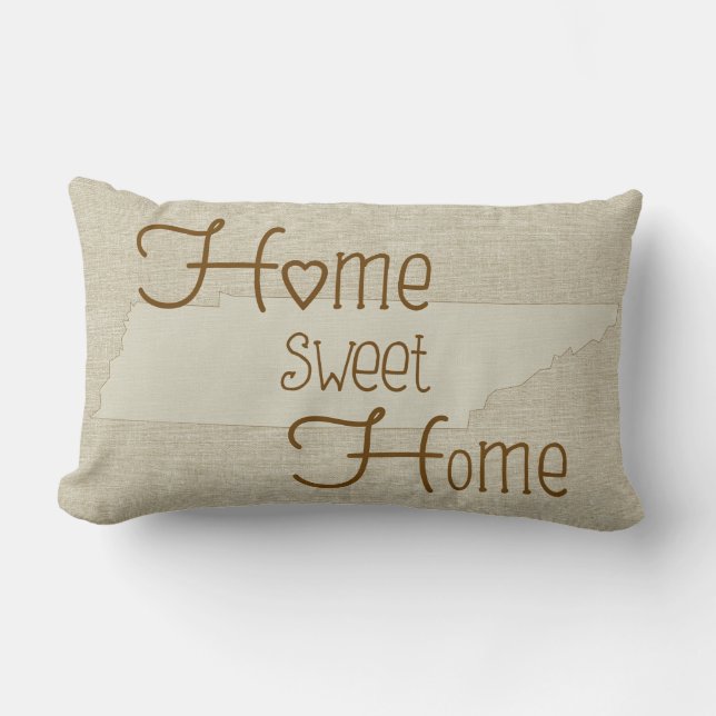 Tennessee-Home Sweet Home burlap-look custom name Lumbar Cushion (Front)