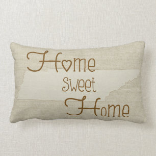 Tennessee-Home Sweet Home burlap-look custom name Lumbar Cushion