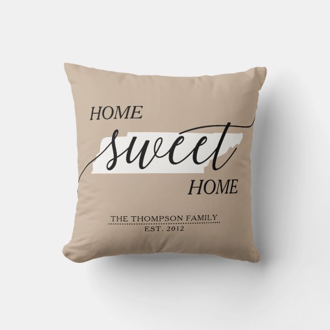 Tennessee Home Sweet Home Family Name Cushion (Front)