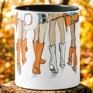 Tennessee Ladies Orange Cowboy Boots Personalised Mug