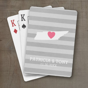 Tennessee Map Home State Love Optional Heart Playing Cards