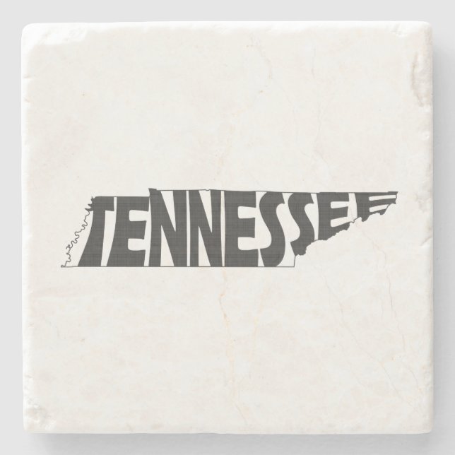 Tennessee Map Shaped State Name Black Word Art Stone Coaster (Front)