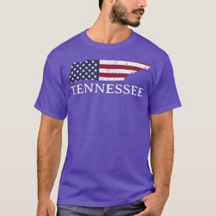 Tennessee Map State American Flag 4th Of July men  T-Shirt