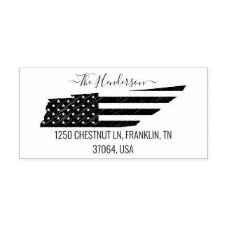 Tennessee Map USA Flag Return Address Custom Self-inking Stamp