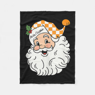 Tennessee Merry Christmas Santa Checkerboard Orang Fleece Blanket