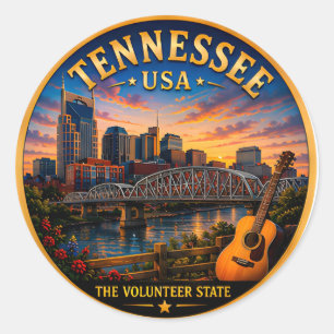 Tennessee Nashville Vacation Memories 🟡 Classic Round Sticker