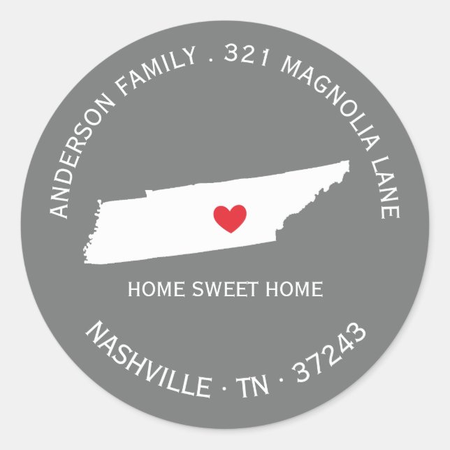 TENNESSEE | New Home Address Label Sticker (Front)