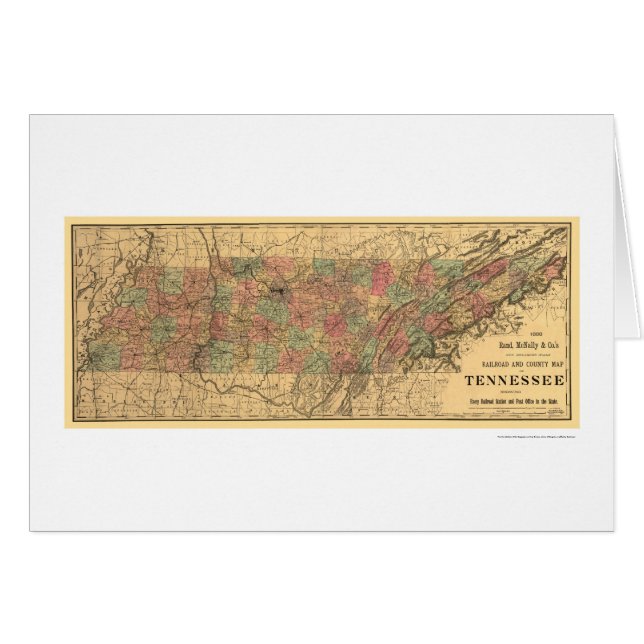 Tennessee Railroad & Post Office Map 1888 (Front Horizontal)