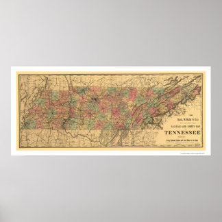 Tennessee Railroad & Post Office Map 1888 Poster