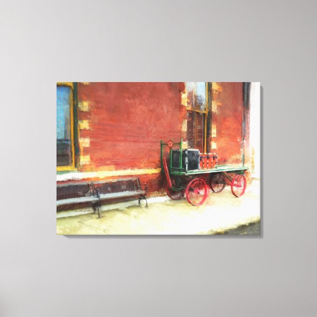 Tennessee Railroad Station Vintage Luggage Cart Canvas Print (Front)