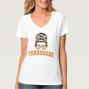 Tennessee Retro Messy Bun Sunglasses Orange Pride T-Shirt