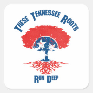 Tennessee Roots Flag Tree  Square Sticker
