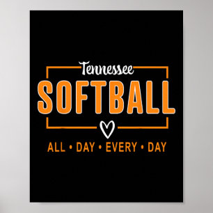 Tennessee Softll Vintage Mens Kids Team Retro Soft Poster
