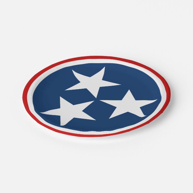 Tennessee State Flag Blue White Stars Paper Plate (Angled)