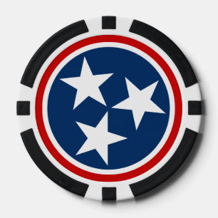 Tennessee State Flag Blue White Stars Poker Chips