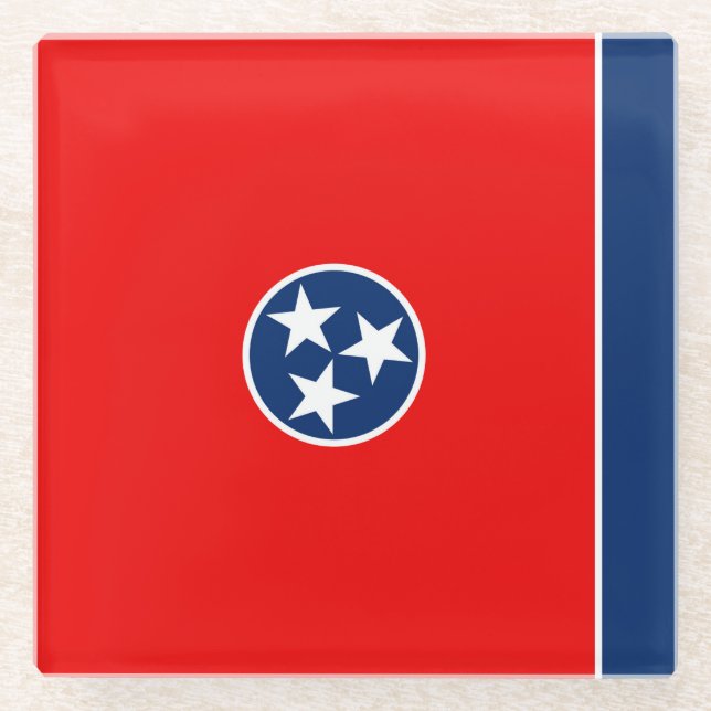 Tennessee State Flag Design Decor Glass Coaster (Front)