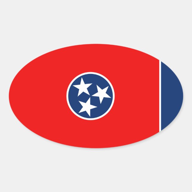 Tennessee State Flag Design Oval Sticker (Front)