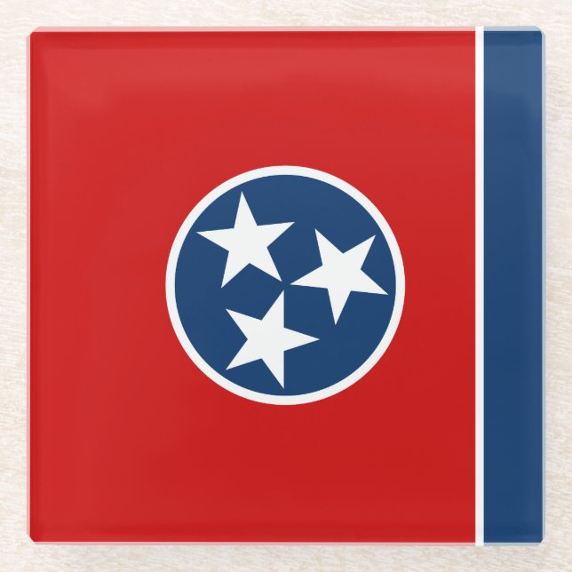 Tennessee State Flag Glass Coaster (Front)