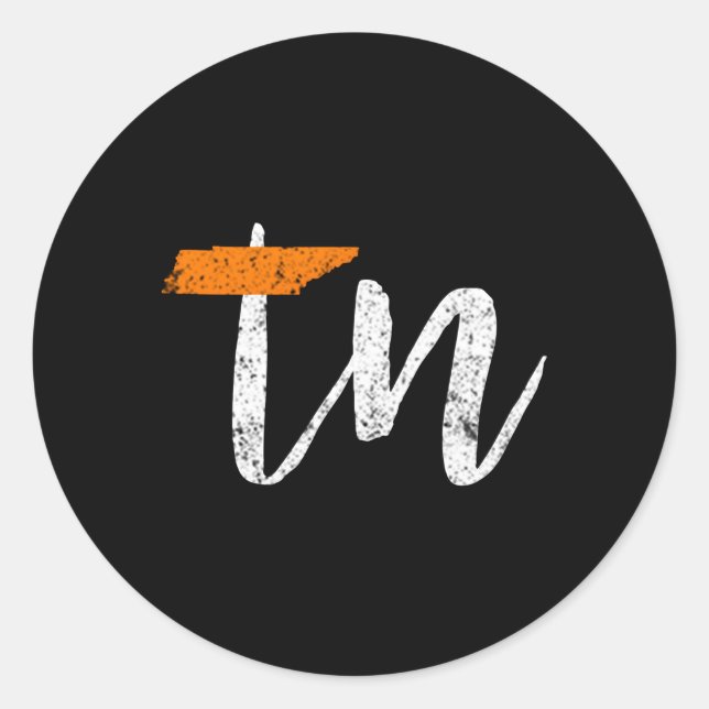 Tennessee State Flag Orange And White Home Distres Classic Round Sticker (Front)