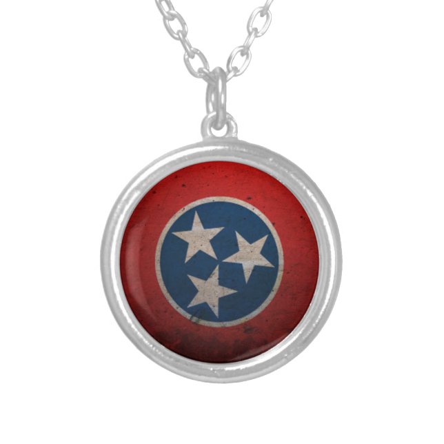 Tennessee State Flag Silver Plated Necklace (Front)