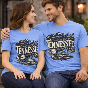 Tennessee State Heritage Smoky Mountains Music Art T-Shirt
