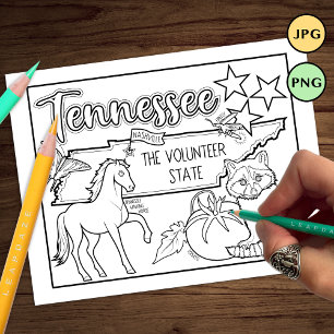 tennessee state shape and facts colouring page