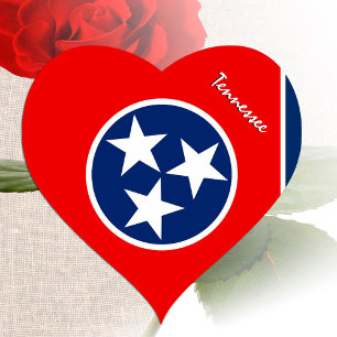Tennessee Sticker, Heart, Patriotic Tennessee Flag Heart Sticker