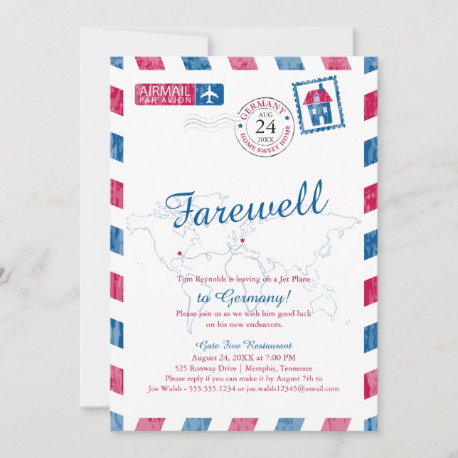 Tennessee to Germany Airmail Moving Invitation (Front)