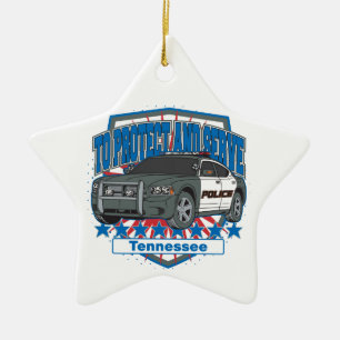 Tennessee To Protect and Serve Police Squad Car Ceramic Tree Decoration