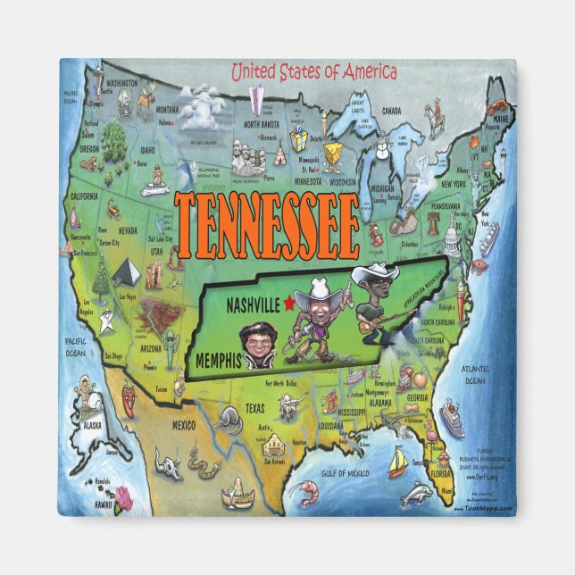 Tennessee USA Map Magnet (Front)