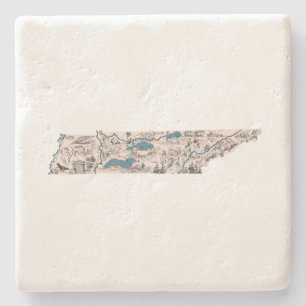 Tennessee Vintage Picture Map Stone Coaster