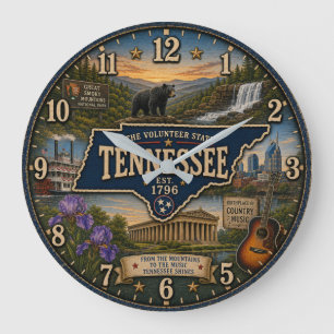 Tennessee Volunteer State Nashville Country Music Large Clock