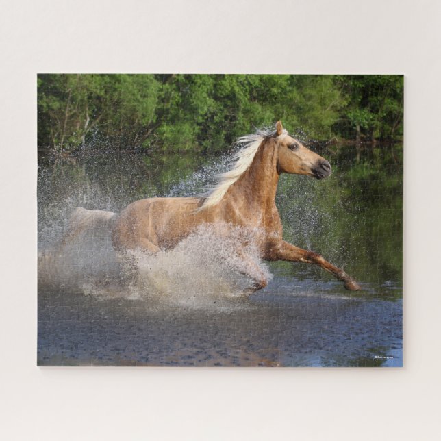 Tennessee Walker Running Through Water Jigsaw Puzzle (Horizontal)