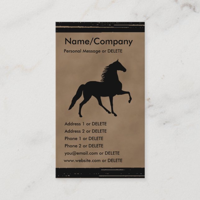 Tennessee Walker Silhouette Personal Business Card (Front)