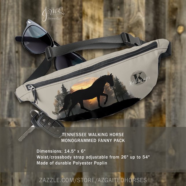 Tennessee Walking Horse Silhouette Sunset Forest Bum Bags (Tennessee Walking Horse Silhouette Sunset Forest Custom Monogrammed Fanny Pack)