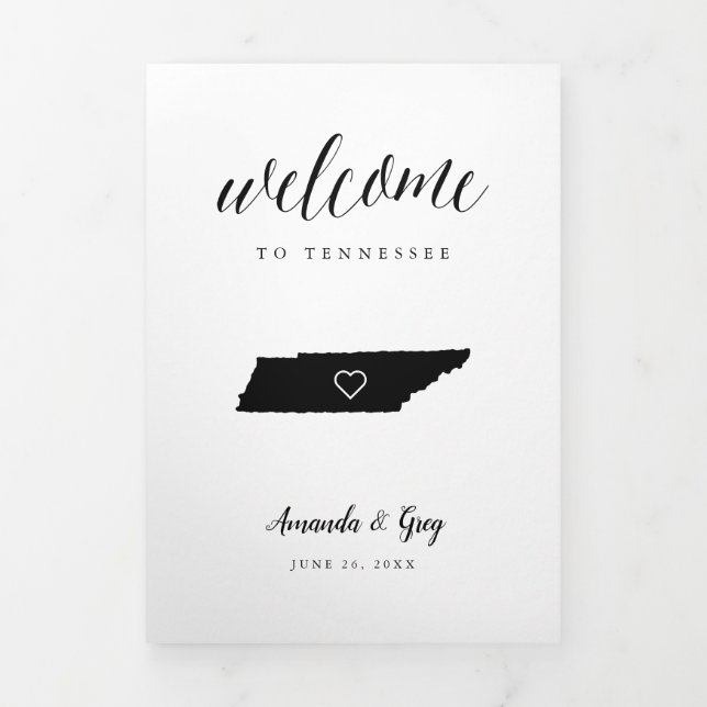 Tennessee Wedding Welcome Letter & Itinerary Tri-Fold Programme (Cover)