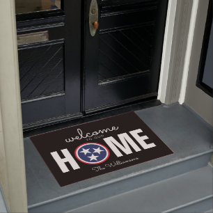 Tennessee Welcome Home Red White Blue TN Flag Door Doormat