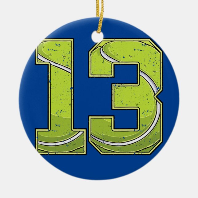 Tennis 13th Birthday Boy Girl Thirteen 13 Years Ceramic Tree Decoration (Front)