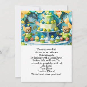 Tennis 1st Birthday for Boy Invitation