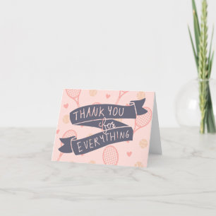 Tennis 1st birthday for girl in Pink themed Thank You Card