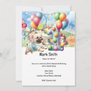 Tennis 1st Birthday Party  Invitation