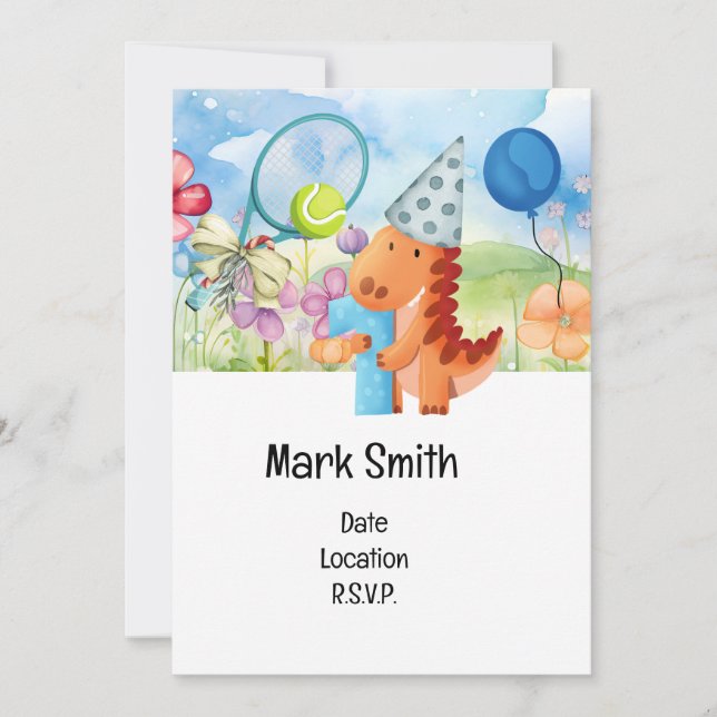 Tennis 1st Birthday Party  Invitation (Front)