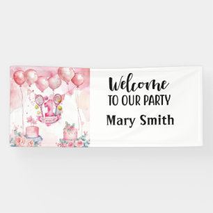 Tennis 1st birthday, Pink birthday theme Banner