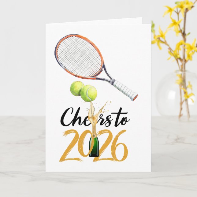 Tennis 2026 New Year Celebration  Card (Yellow Flower)