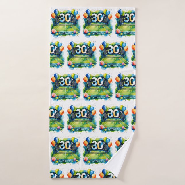 Tennis 30th Birthday  Bath Towel (Bath Towel)