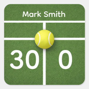 TENNIS 30th Birthday on tennis court Square Sticker