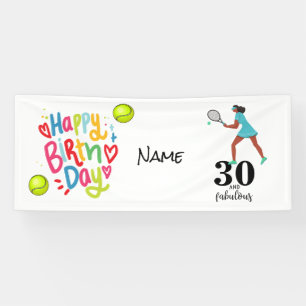 Tennis 30th Birthday thirty and fabulous player    Banner