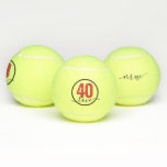 Tennis 40th Birthday 40 Love Monogram Tennis Balls<br><div class="desc">Monogrammed tennis balls for a 40th birthday with "40 love" quote and custom personalised initials in a modern and elegant feminine fun calligraphy script font in red and black. Colours and fonts can be edited or add a personal message.</div>