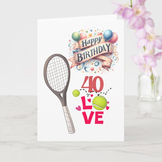 Tennis 40th Birthday 40-Love: Tennis-Themed  Card (Orchid)
